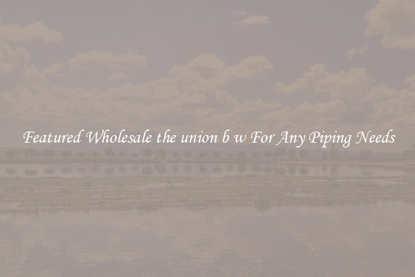 Featured Wholesale the union b w For Any Piping Needs