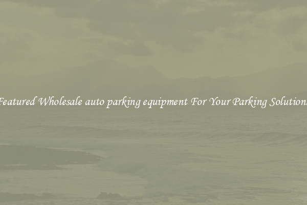 Featured Wholesale auto parking equipment For Your Parking Solutions 